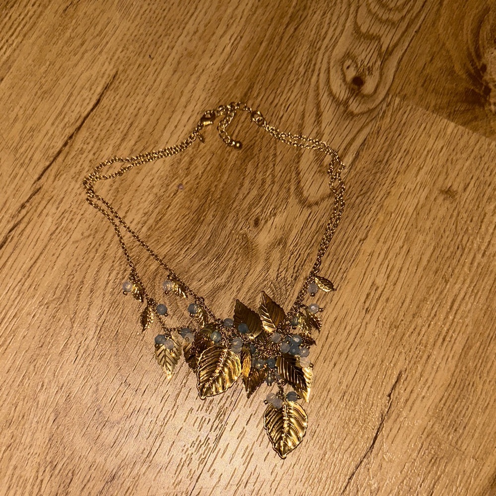 Golden Leaf Cluster Necklace